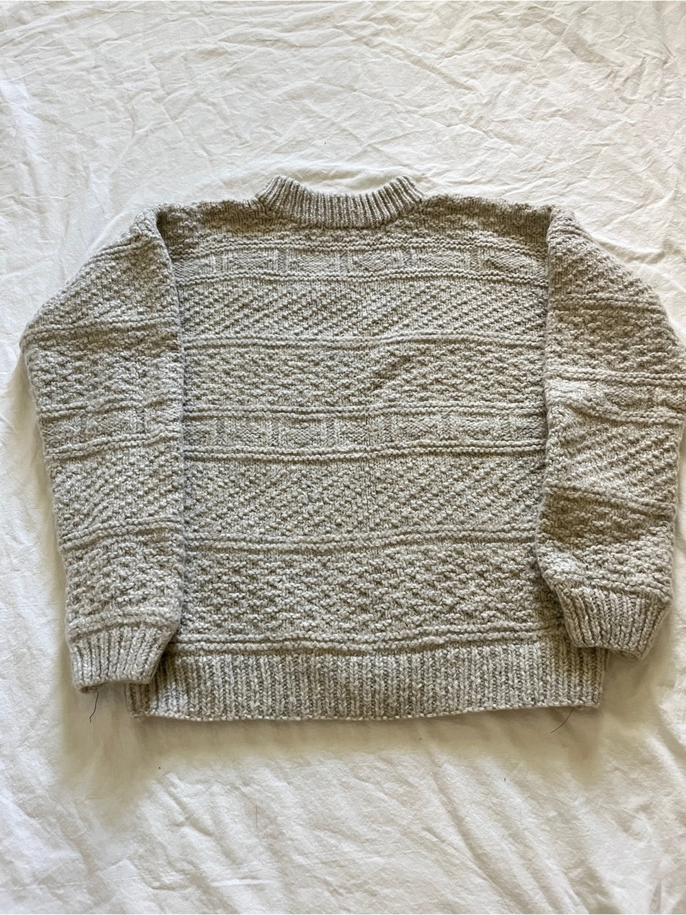 Hand knit Chunky Crewneck Wool Storm/ Fisherman Sweater